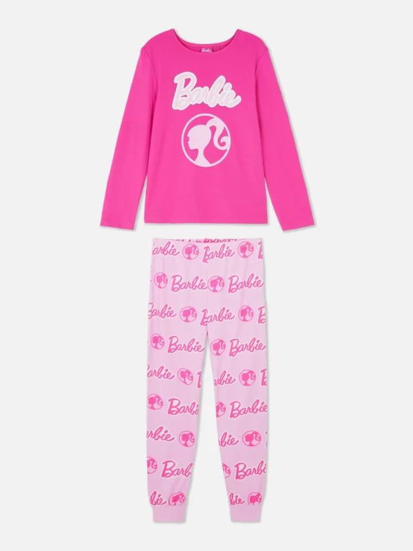 Primark Barbie Long Sleeve Pajamas Pink Discount