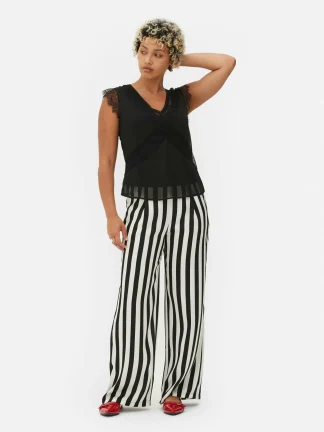 Primark Beetlejuice X Colleen Atwood Lace Trim Blouse Black Sale