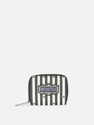 Primark Beetlejuice Zip-Up Purse Black/White Clearance