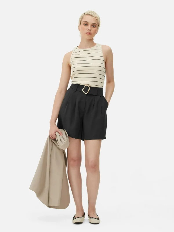 Primark Belted Bermuda Shorts Black Online