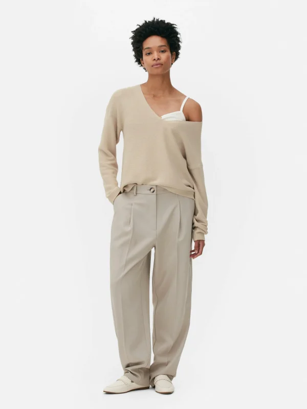 Primark Boat Neck Long Sleeve Sweater Natural Clearance