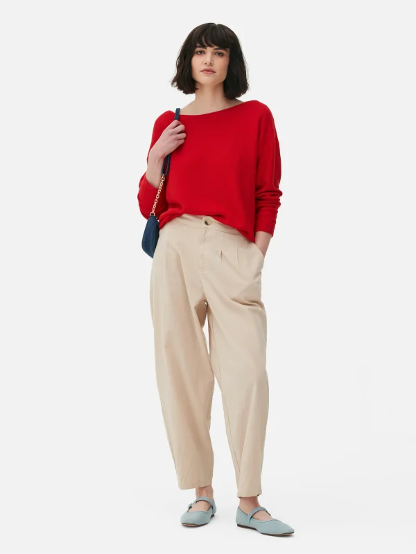 Primark Boat Neck Long Sleeve Sweater Red Fashion