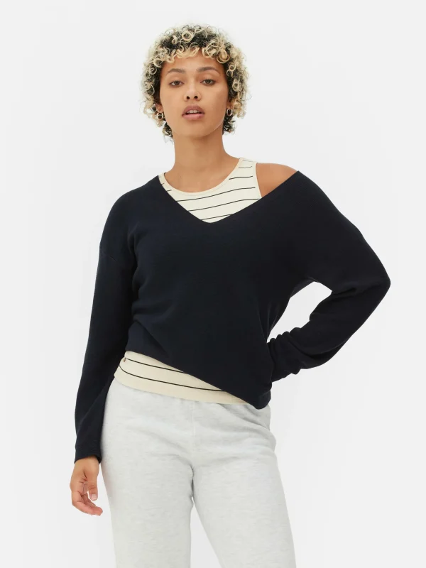 Primark Boat Neck Long Sleeve Sweater Navy Discount