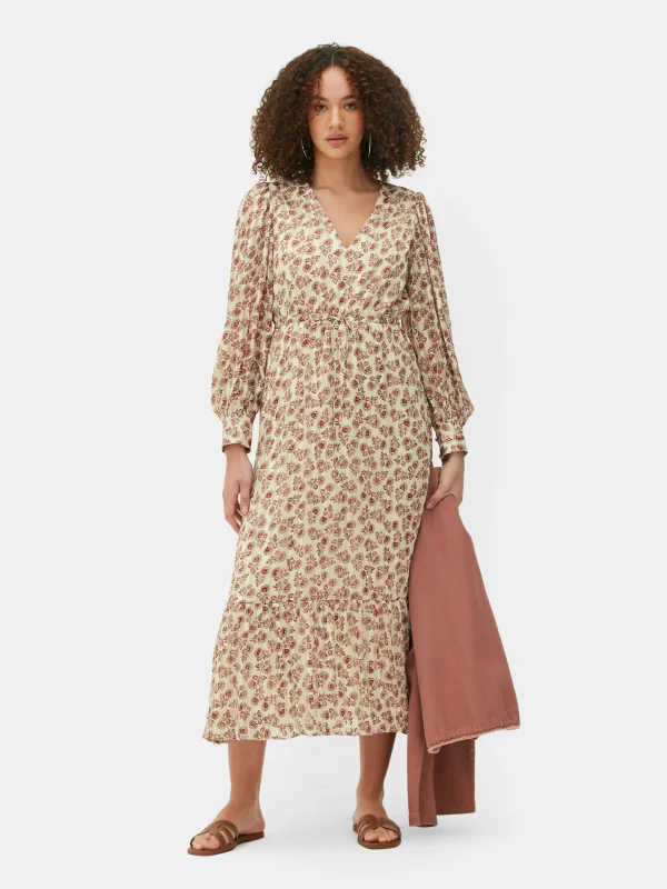 Primark Boho V-Neck Midaxi Dress Cream Hot