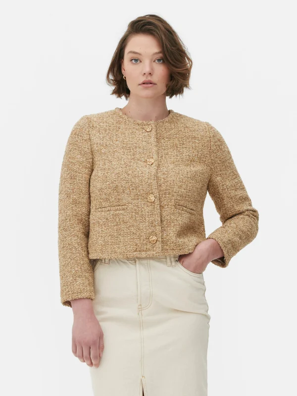 Primark Bouclé Stitch Jacket Beige Shop