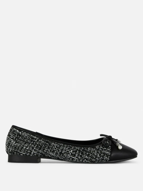 Primark Boucle Contrast Toe Cap Ballet Flats Black Store