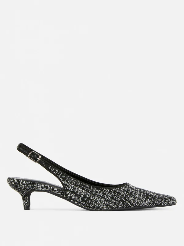 Primark Boucle Slingback Kitten Heels Black Cheap