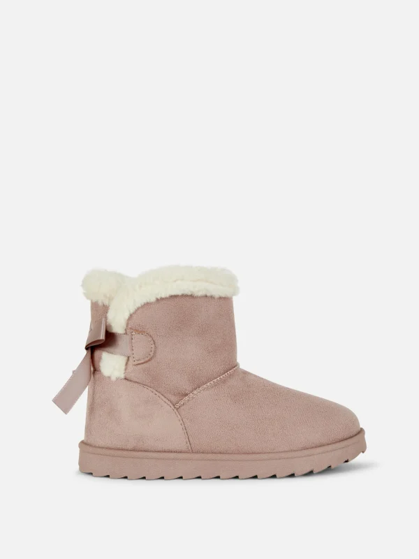 Primark Bow Back Plush Lined Boots Pink Outlet