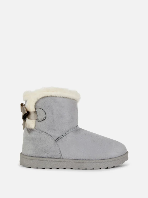 Primark Bow Embellished Boots Gray Hot