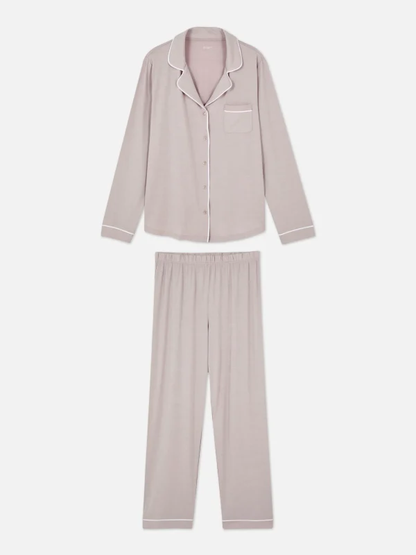 Primark Boyfriend Long Pajamas Light Purple Fashion
