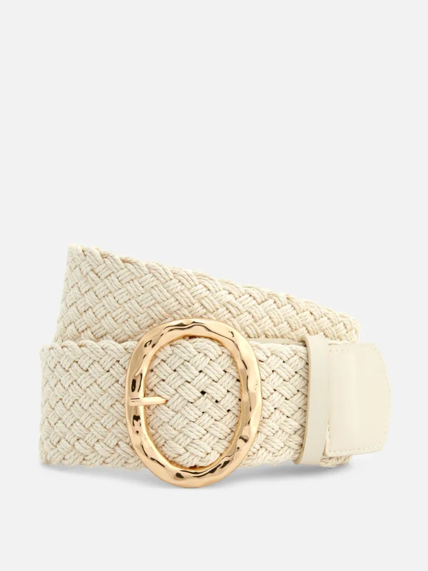 Primark Braided Molten Buckle Belt Ivory Clearance