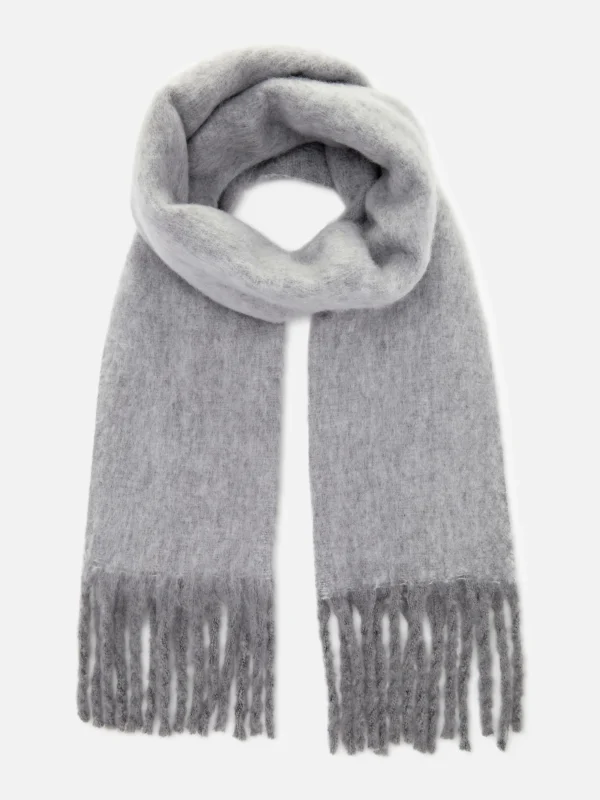 Primark Brushed Tassel Scarf Gray Flash Sale