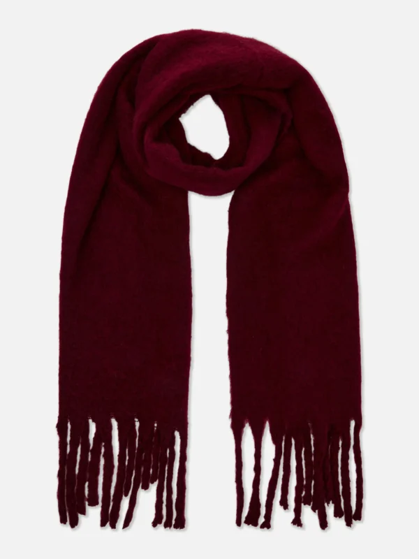 Primark Brushed Tassel Scarf Burgundy Hot