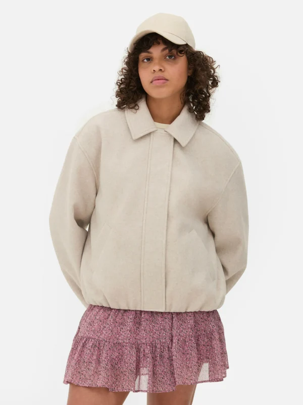 Primark Bubble Hem Jacket Oatmeal Cheap
