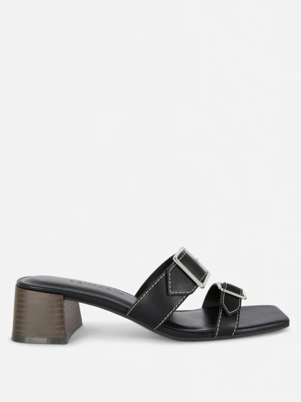 Primark Buckled Block Heel Sandals Black Online