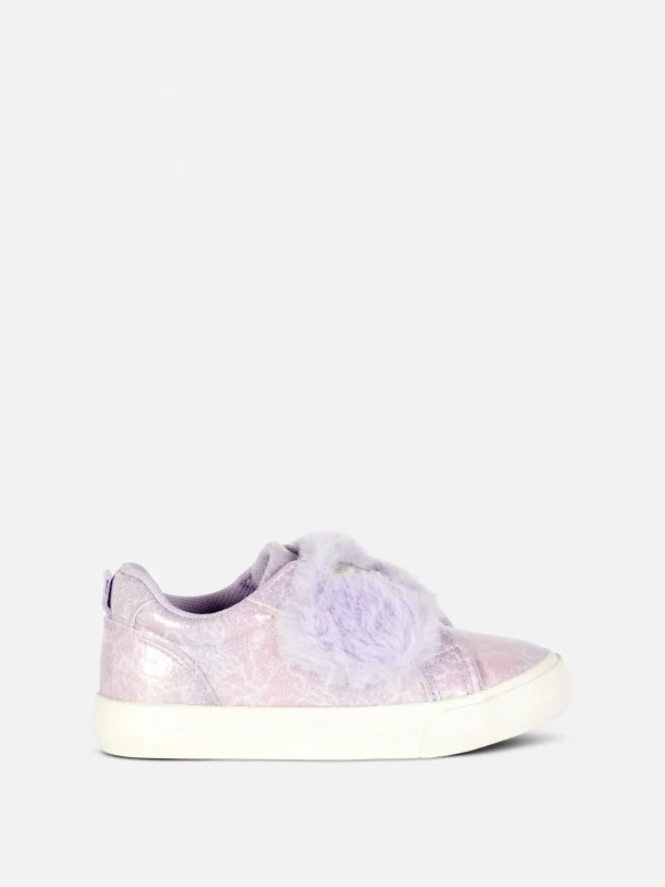Primark Butterfly Glitter Faux Fur Trim Sneakers Multi Hot
