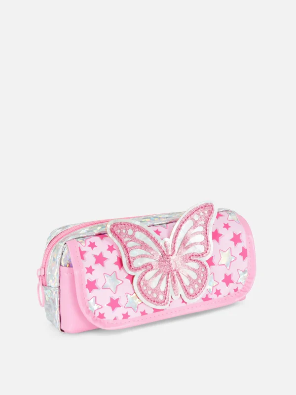 Primark Butterly Badge Pencil Case Fuchsia Hot