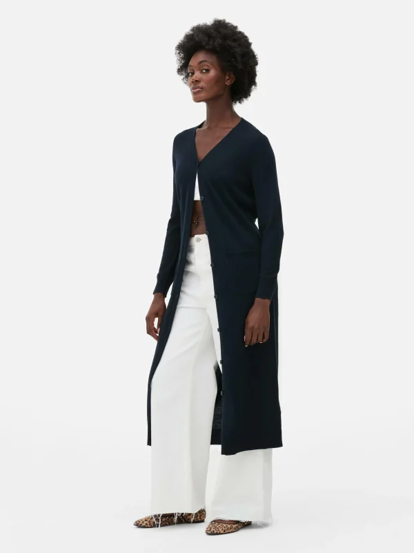 Primark Button-Up Maxi Cardigan Navy Flash Sale