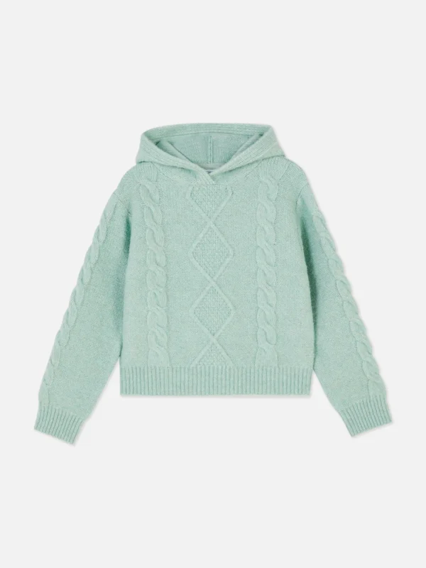 Primark Cable Knit Hooded Sweater Green Online