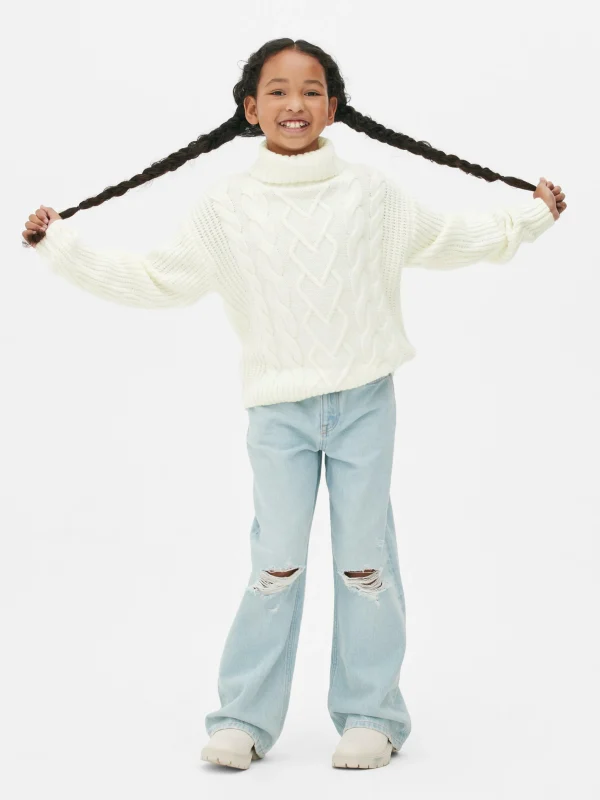 Primark Cable Knit Roll Neck Cream New
