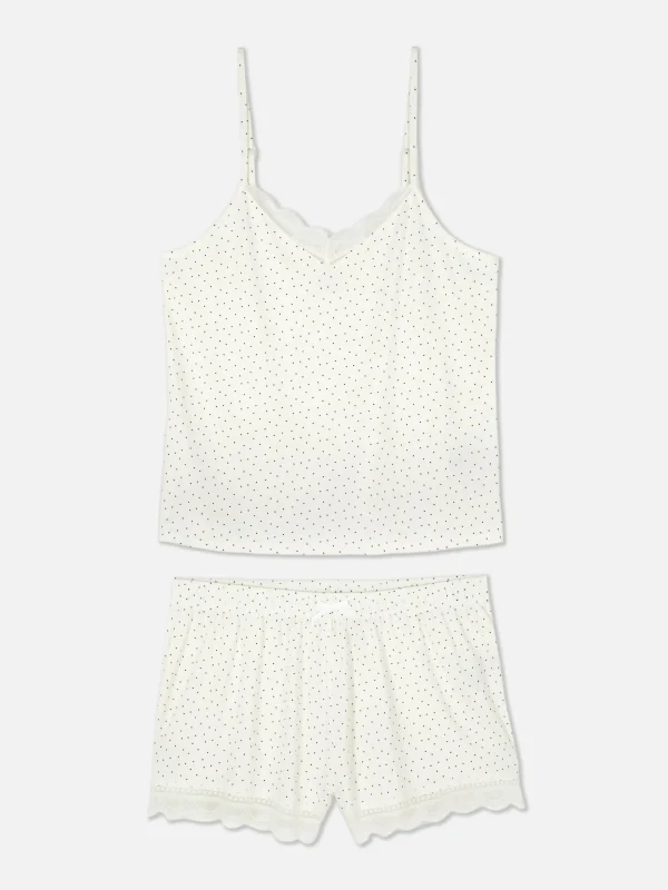 Primark Cami And Shorts Pajama Set White/Black Sale