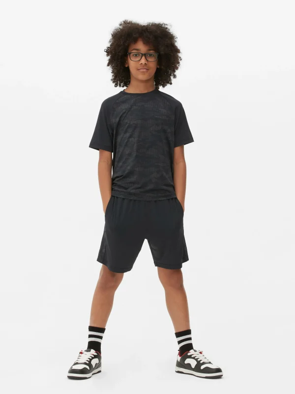 Primark Camo Active T-Shirt And Shorts Set Black Best