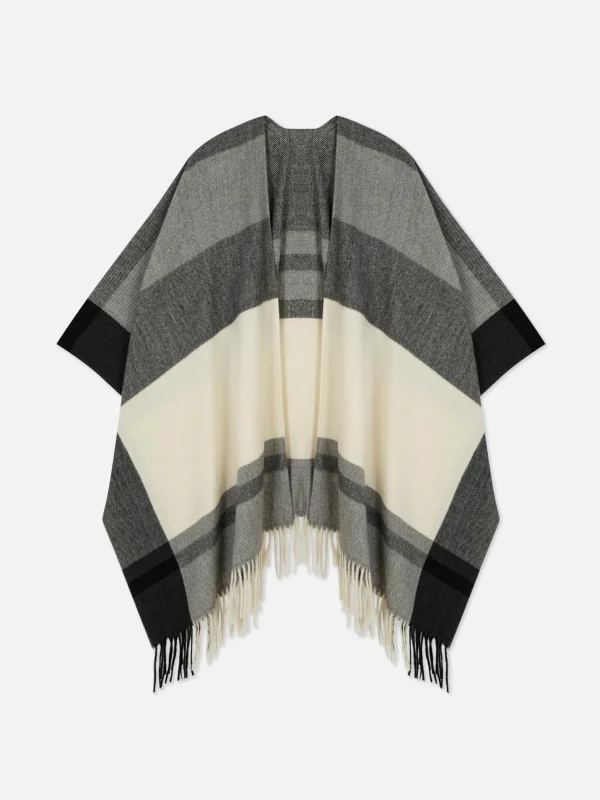 Primark Check Design Cape Scarf Beige Best