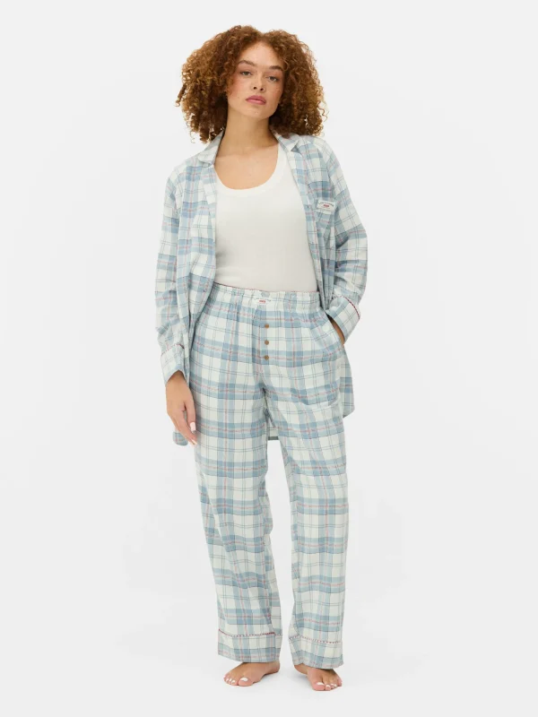Primark Check Flannel Pajama Bottoms Blue Shop