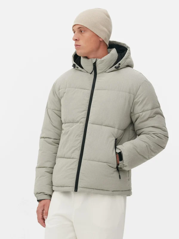 Primark Check Puffer Jacket Light Gray Flash Sale