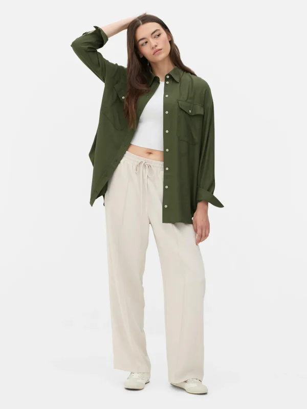 Primark Chest Pocket Shirt Olive Fashion