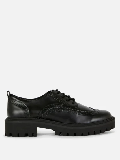 Primark Chunky Lace-Up Wingtips Black Outlet