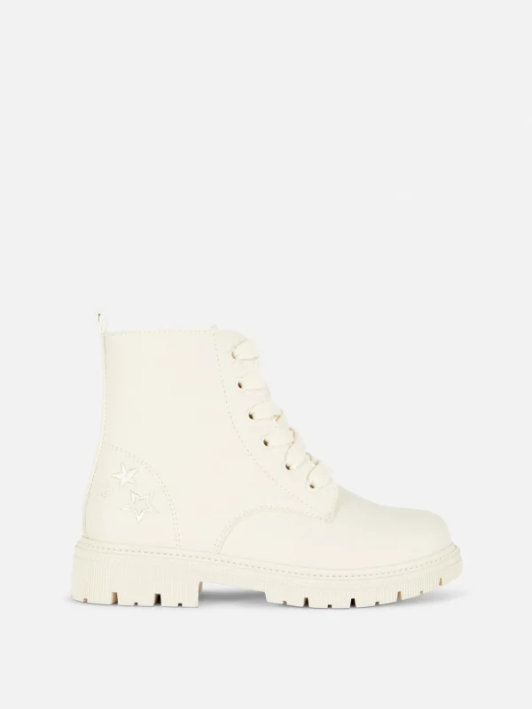 Primark Chunky Side Zip Boots Cream Cheap