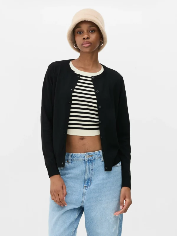 Primark Classic Crew Neck Cardigan Black Best Sale