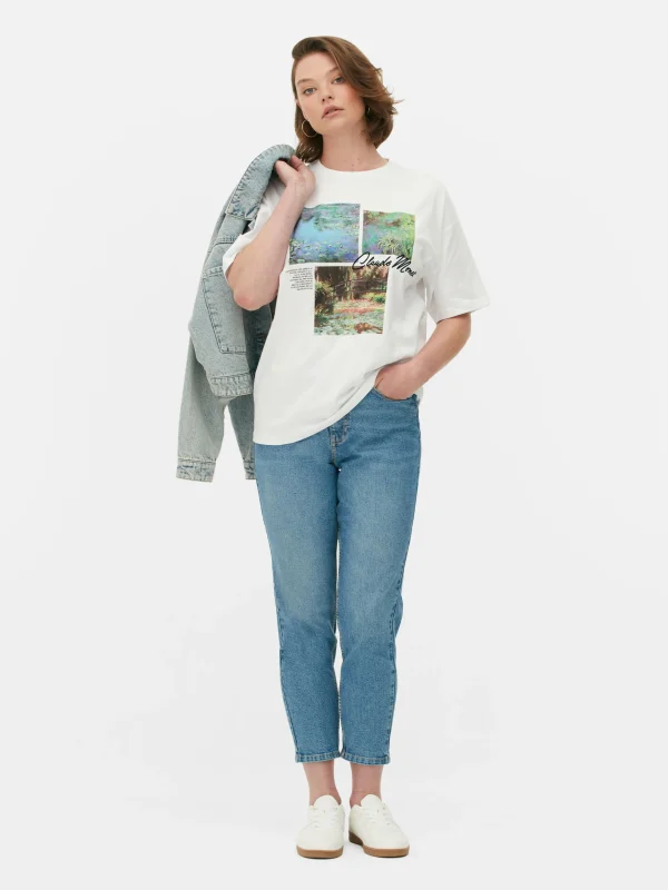 Primark Claude Monet Panel Graphic T-Shirt White Discount
