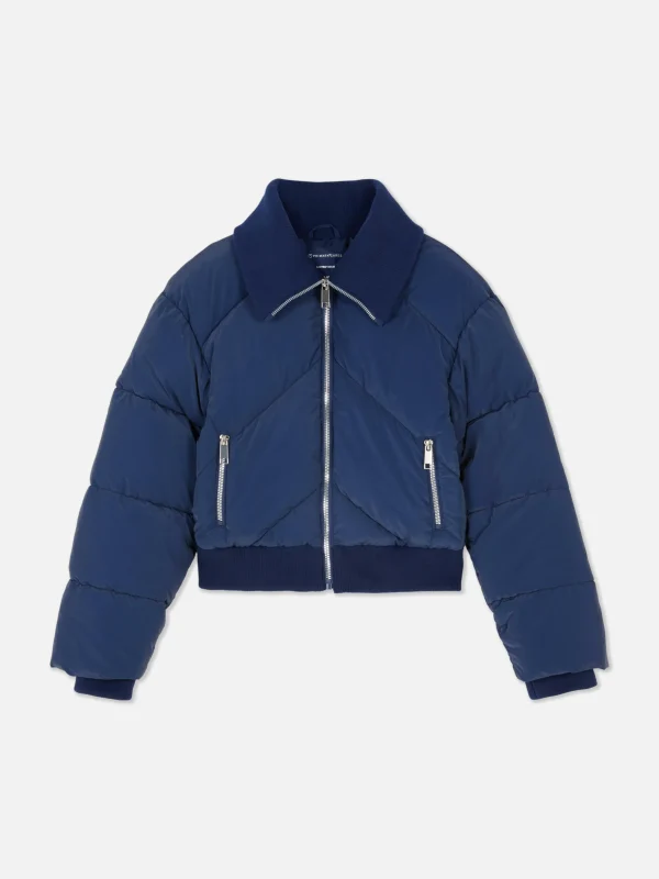 Primark Collared Puffer Jacket Navy Flash Sale