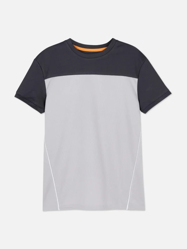 Primark Color Block Mesh T-Shirt Gray Clearance