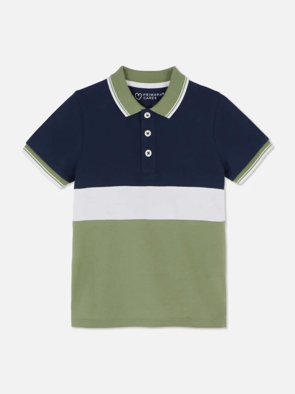 Primark Color Block Polo Blue Clearance