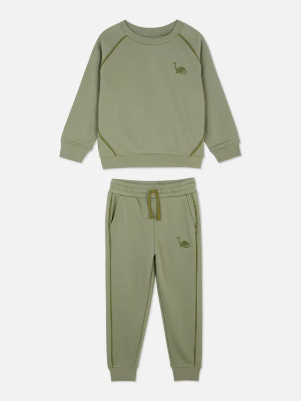 Primark Co-ord Dinosaur Sweatshirt And Joggers Set Olive Shop