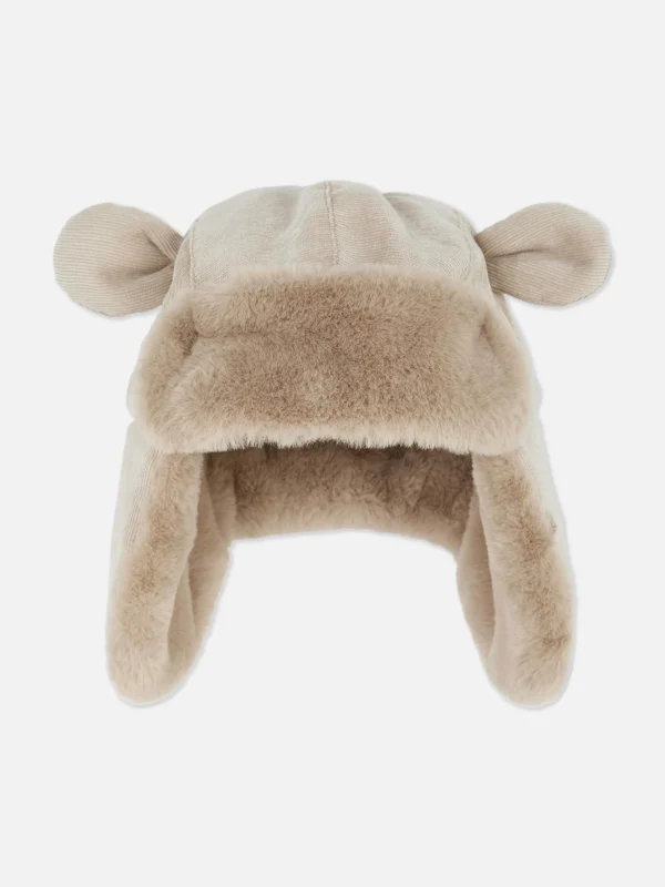 Primark Corduroy Trapper Hat Stone New