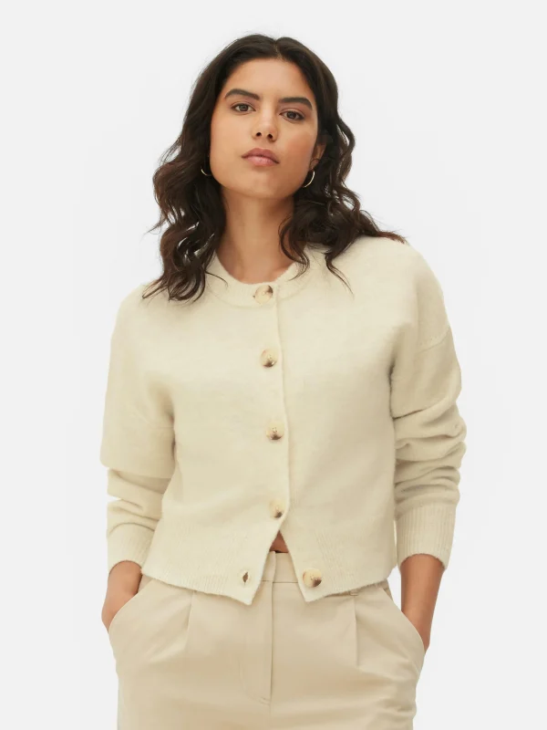 Primark Crew Neck Cardigan Ivory Clearance