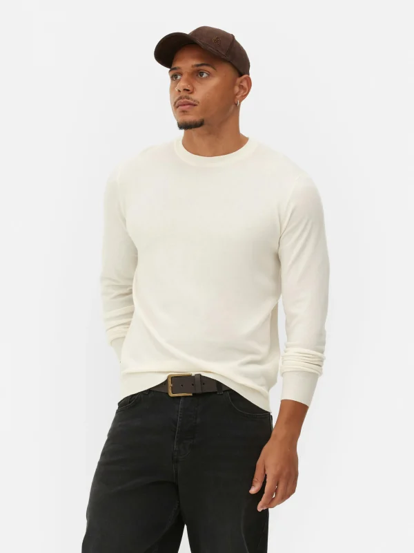 Primark Crew Neck Fine Knit Sweater Ivory Flash Sale