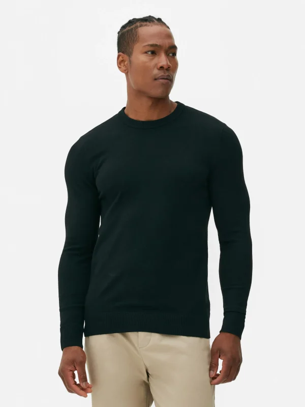 Primark Crew Neck Fine Knit Sweater Black Outlet