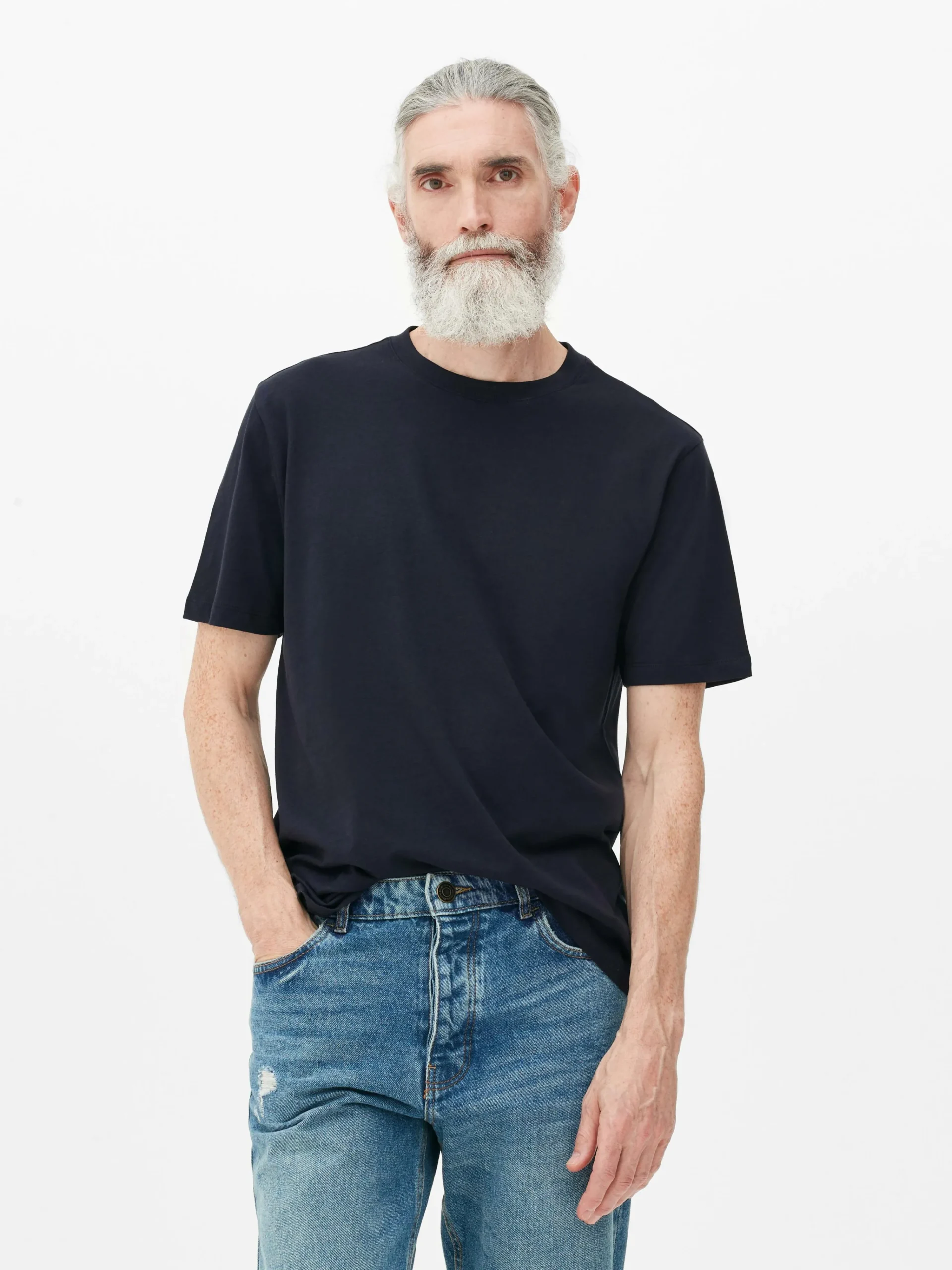 Primark Crew Neck Regular Fit T-Shirt Navy Outlet