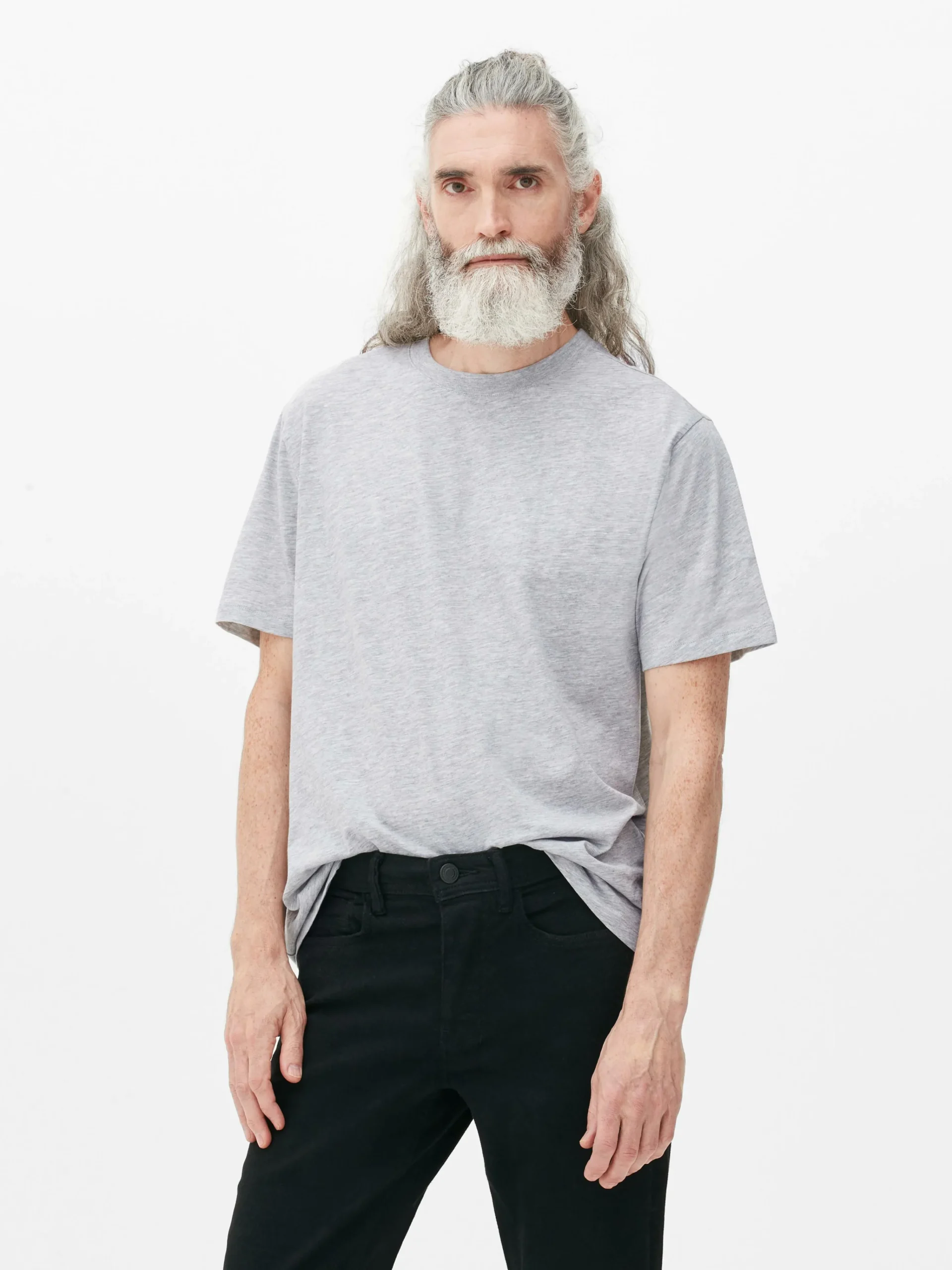 Primark Crew Neck Regular Fit T-Shirt Gray Heather Cheap