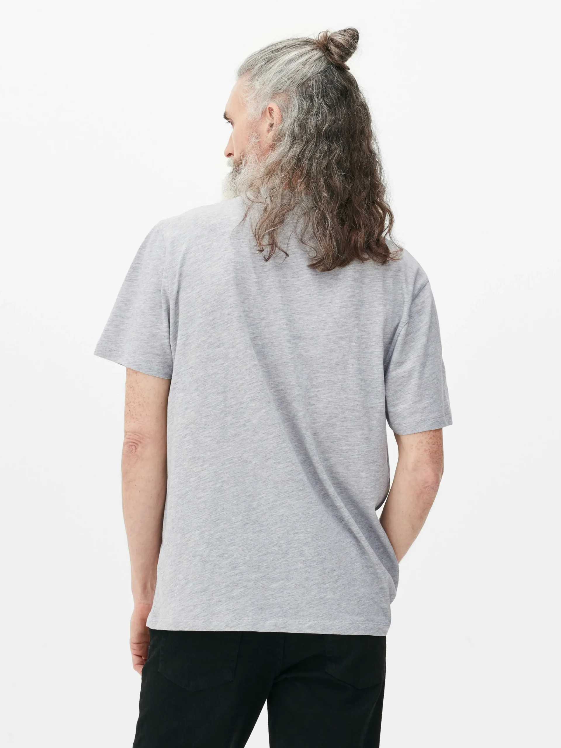 Primark Crew Neck Regular Fit T-Shirt Gray Heather Cheap