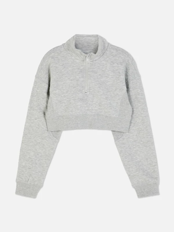 Primark Cropped Funnel Neck Sweatshirt Gray Heather Online