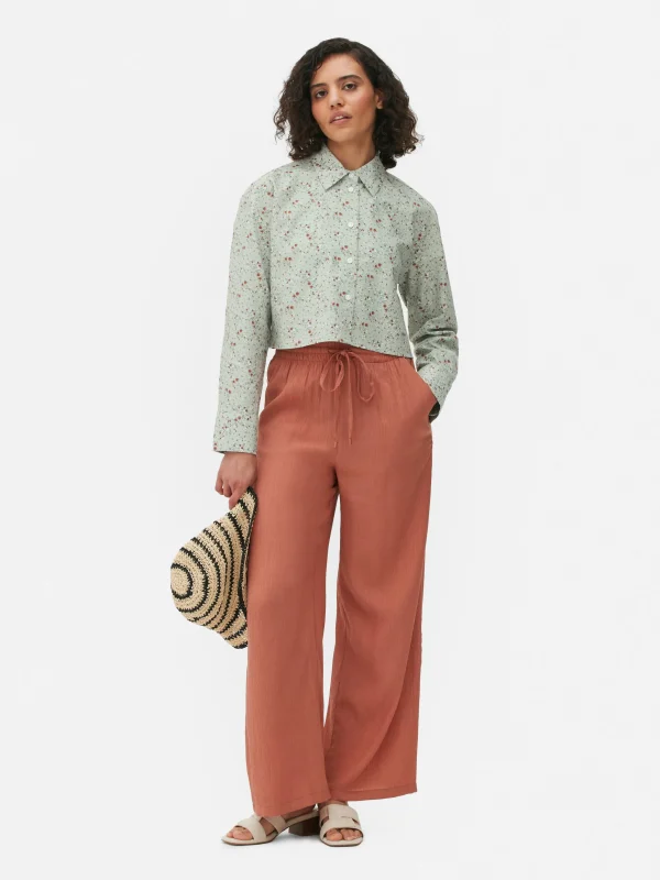 Primark Cropped Oxford Shirt Multi Hot