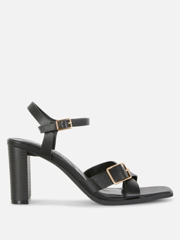 Primark Cross Strap Heeled Sandals Black Flash Sale
