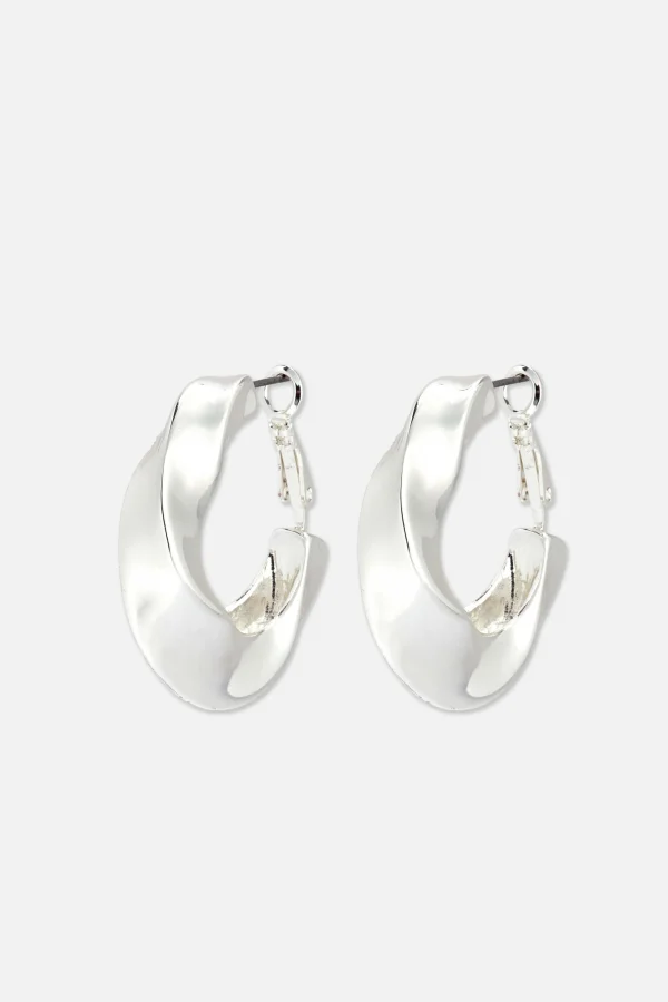 Primark Curved Hoop Earrings White Online