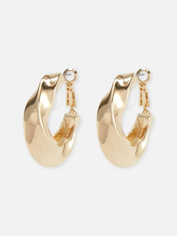 Primark Curved Hoop Earrings Yellow Cheap